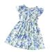 DxhmoneyHX Girls Summer Dress Ruffled Sleeveless Casual Skater Dresses Boho Floral Print Pleated Swing Dresses