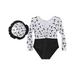 DxhmoneyHX Baby Kids Girls One Piece Swimsuit Long Sleeve V Neck Bathing Suit Swim Cap Two Piece Sets Little Girls Print Beach Swimwear