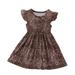 DxhmoneyHX Toddler Girls Summer Leopard Print Dress Short Sleeve Ruffle Dresses Casual Cute Print Swing Dresses