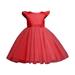 Girls Midi Dress Short Sleeve Mini Dress Casual Print Red 100