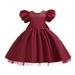 Kids Girls Cocktail Party Dress Elegant Mesh Patchwork Bowknot Short Sleeve Satin Gowns for Birthday Wedding ï¼ˆ4-13Yearsï¼‰