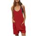 CQCYD Jumpsuits for Women Dressy Sleeveless Jumpsuits Printed Loose Casual Jumpsuits Casual Summer Overalls Cotton Linen Shorts Rompers Jumpsuits Wide Pocket Leisure Jumpsuits Red XL #10