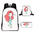 The Little Mermaid Casual School Bags Popular Unique Cartoon Ariel Shoulder School Book Bag with Pencil Case 3Pcs for Kids Adults for Gift to Friens