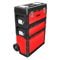 DNA Motoring TOOLS-00222 19.5 W X 28.5 H X 12 D 3-Tier Stackable Extendable Handle Trolley Tool Box Red