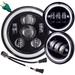 Eagle Lights 7 LED Headlight and 4.5 LED Passing Light Kit with Halo Rings for Harley & Indian Motorcycles - Generation III / Black / Halo Ring