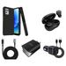 BD Combo Bundle Case for Moto G Power 5G 2023 Case - (Carbon Fiber) Dual Shockproof Protector Armor Case with Wireless Earbuds Car Charger Wall Charger Digital Display USB-C Cable