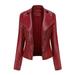Pgeraug Jackets for Women Womens Leather Jackets Motorcycle Coat Short Lightweight Pleather Crop Coat Coats for Women S