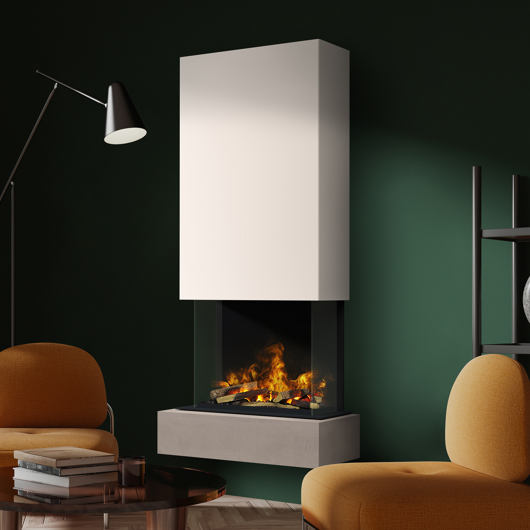 muenkel design Sona [Elektrokamin Opti-myst]: Concrete (Betonoptik) - weiß Image