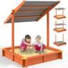 Spielwerk® Bac à sable en bois d'épicéa avec toit réglable de protection UV jeu pour enfants