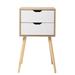 16" White Wooden Modern Nightstand with 2 Drawers and 4 Splayed Legs - Set of 2