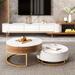 Modern Nesting Coffee Table Set with Sintered Stone Top, Lift-top Metal Frame Coffee Table Set of 2 with 2 Large Drawers