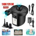 Electric Air Pump Portable Quick-Fill for Camping Pool Air Mattress Beds Inflatable Boats Blow up Pool Water Toy Car Air Bed (Black)