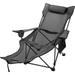 BENTISM 2-in-1 Folding Camping Chair for Adults Oversized Heavy Duty 330lbs Camp Chair Portable Chair with Cup Holder Side Pocket Gray