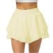 Ersazi Summer Dresses for Women 2023 Women s Fake Two-piece Running Casual Summer Sports Exercise Cycling Shorts Gym Yoga Tennis Skirt (including Pocket) Fashion Wedding Dresses For Guest Yellow S