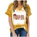 YWDJ Baseball Mothers Day Shirts for Women Tops Dressy Casual Graphic Short Sleeve V Neck Festival Tie Dye Summer Tops for Women Cute Tops Going Out Tops Fashion Beach Classy Y2K Soft Basic Yellow L