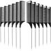 12 Pieces Rat Tail Comb Carbon Fiber Parting Comb Set Stainless Steel Tail Hair Comb Heat Resistant Teasing Comb for Braid Hair Salon Home Use