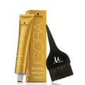 Igora Royal Absolutes 5-80 Light Brown Red Natural Permanent Anti-Age Hair Color Creme 60 grams 100% White Hair Coverage and M Hair Designs Tint Brush Black (Bundle 2 items)