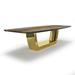 Arditi Collection Evadne Brass Trestle Dining Table Wood/Metal in Brown/Gray/Yellow | 29.5 H x 108.3 W x 48 D in | Wayfair
