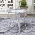 Wildon Home® Bonia Wicker Rattan Side Table w/ Built-In Glass Glass/Wicker/Rattan/Mosaic in Gray | 22 H x 20 W x 20 D in | Outdoor Furniture | Wayfair