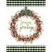 The Holiday Aisle® Season's Greetings Wreath by Cindy Jacobs - Wrapped Canvas Print Canvas in White | 48 H x 36 W x 1.25 D in | Wayfair