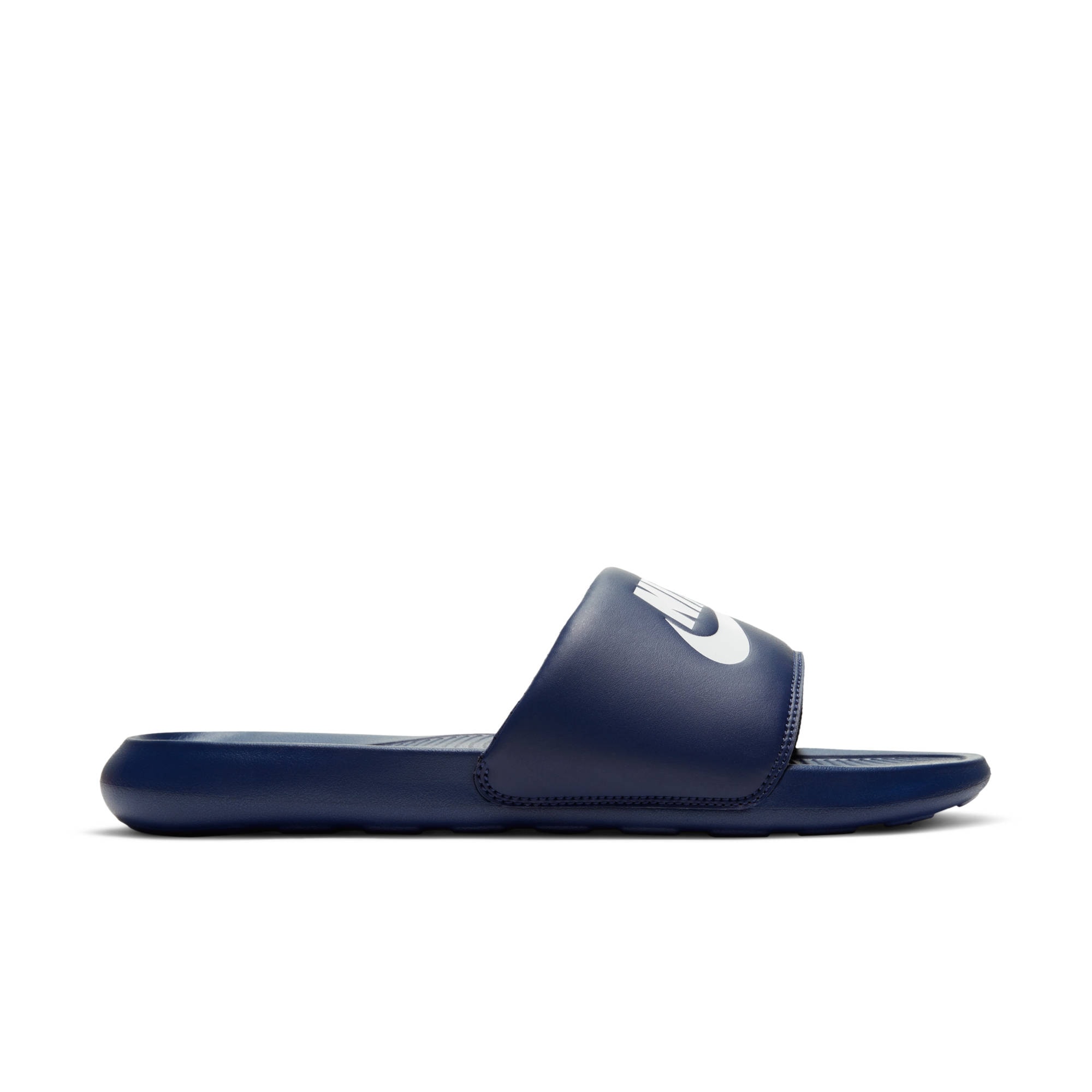 Badesandale NIKE SPORTSWEAR "VICTORI ONE SLIDE", Herren, Gr. 45, blau (navy), Synthetik, kontrastfarbene Details, unifarben, Schuhe Schlappen Badelatschen Pantolette