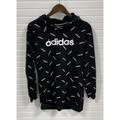 Adidas Sweaters | Adidas Black And White Spellout Multi Logo Graphic Print Soft Hoodie Women Sz M | Color: Black/White | Size: M