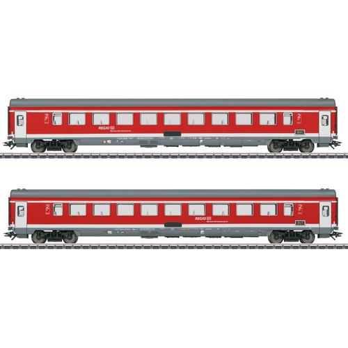 "Personenwagen MÄRKLIN ""Reisezugwagen-Set 2 ""München-Nürnberg-Express"" - 42989"" Modelleisenbahn-Fahrzeuge rot (rot, grau) Kinder Loks Wägen"