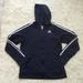 Adidas Jackets & Coats | Adidas Youth Hoodie Sweatshirt Double Striped Full Zip Logo Pockets Navy L 14/16 | Color: Blue/White | Size: L 14/16