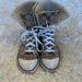 Coach Shoes | Coach Logo Brown/Khaki High Top Sneakers With Fuzzy Sherpa Lining Sz 7 | Color: Brown/Tan | Size: 7