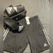 Adidas Shoes | Adidas Shorts (Large) And Slides (Men 11 Women 12) | Color: Black/White | Size: 11