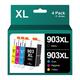 Coloran 903XL 903 Printer Cartridges Replacement for HP 903 XL 903XL Printer Cartridges Multipack, Compatible with HP OfficeJet 6950 6951, HP OfficeJet Pro 6960 6970 6974 Printers (4, Black, Cyan,
