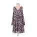 Banana Republic Factory Store Casual Dress - Mini V Neck 3/4 sleeves: Pink Floral Dresses - Women's Size 4