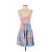 21 Saints Casual Dress - A-Line Plunge Sleeveless: Blue Dresses - Women's Size Small