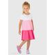 Volantkleid KIDSWORLD "für kleine Mädchen" Gr. 140/146, N-Gr, pink (weiß, rosa, pink) Mädchen Kleider Festliche mit Colorblock-Design