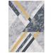 Black/Gray 79 x 79 x 0.25 in Indoor Area Rug - Orren Ellis Jenuel Geometric Machine Woven Polyester Area Rug in Gray/Gold/Black Polyester | Wayfair
