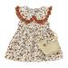 NKOOGH Girls Halter Dress Toot Toot Dress Toddler Girls Dress Sleeveless Floral Skirt Ruffles Cute Sweet Suspender Dress Princess Dress With Hat