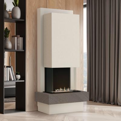 muenkel design Milano [moderner Design Ethanolkamin]: Galaxy (Schiefer dunkelgrau) - safety burner 450 - Haube weiß Image