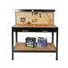 Work Bench Steel Garage Workbench Tool Workstation with 2 Drawers Storage Shelf & Peg Board Multipurpose Work Table Tool Organizer for Home Workshop Storage Tools 45.3 L*21.7 W*55 H Black