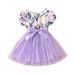 NKOOGH Maxi Dress for Girls Kids Clothes Girls 5-6 Years Toddler Girl s Floral Fly Sleeve Dresses Kids Tulle Princess Dress Sundress for Casual Dress Clothes