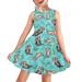 Pzuqiu Girls Casual Dress Blue Cartoon Otter Sleeveless Comfy Tank Skater Dresses Lightweight A-Line Beach Dress Sundress