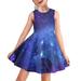 Pzuqiu Girls Dresses Size 7-8 Years Casual Cosmic Starry Sky Print Skater Dresses Sleeveless Round Neck One-Piece Jumpskirt for School/Holiday