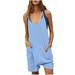 CQCYD Jumpsuits for Women Dressy Sleeveless Jumpsuits Printed Loose Casual Jumpsuits Casual Summer Overalls Cotton Linen Shorts Rompers Jumpsuits Wide Pocket Leisure Jumpsuits Blue XXL #8