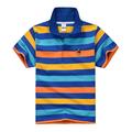 WIBACKER 2-14T Kids Boy s Short Sleeve Cartoon Cotton Jersey Colorblock Striped Polo Shirts Tops