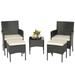 Gymax 5PCS Outdoor Rattan Wicker Sofa Set Patio Conversation Set w/ 2 Ottomans