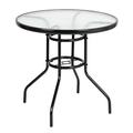 QEEK Patio Table with Umbrella Hole 32 Square Outdoor Dining Table Steel Tempered Glass Patio Table Outdoor Table for Balcony Garden Deck
