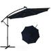 Topbuy 10FT Solar Offset Umbrella Tilted Cantilever Hanging Umbrella with 112 LED Lights Lighted Patio Sun Shade with Crank Handle Navy