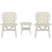 3Pcs Patio Table Chair Set Bistro Set Hollow Conversation Coffee Table Set with 1 End Table & 2 Lounge Chairs All Weather Outdoor Patio Chair with Widened Seat for Balcony Garden Yard White