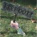 Zombie Arm Holding a "Keep Out!" Sign Outdoor Halloween Yard Decoration - 19"