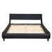 Adjustable Headboard Faux Leather Platform Bed, Full Size with Wood Slat Support, Modern Design, Black