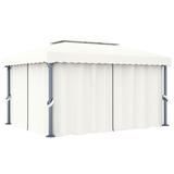 vidaXL Gazebo Canopy Tent Patio Pavilion with Curtains Cream White Aluminum